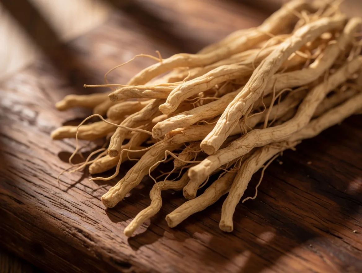 Ashwagandha root on dark surface
